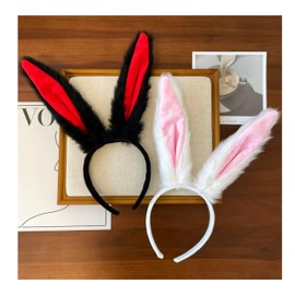 HAPVITAL Rabbit Headband, Headdress, Ribbon, Hair Band, Pink, Bunny Ears, Halloween, Bunny Headband, Fancy Dress Goods, Events, Cosplay, Adults, Kids, Animal Headband, Cute, Recital (Gray Rabbit Ears)