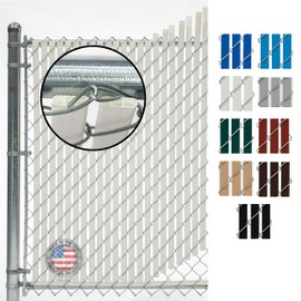 Fence Source Double-Double Bottom Locking Privacy Fence Slat (9 Colors) Double Wall Reinforced with Two Legs Inside - Made for a 4 ft high Chain Link Fence (Slat Length 44.5", White)