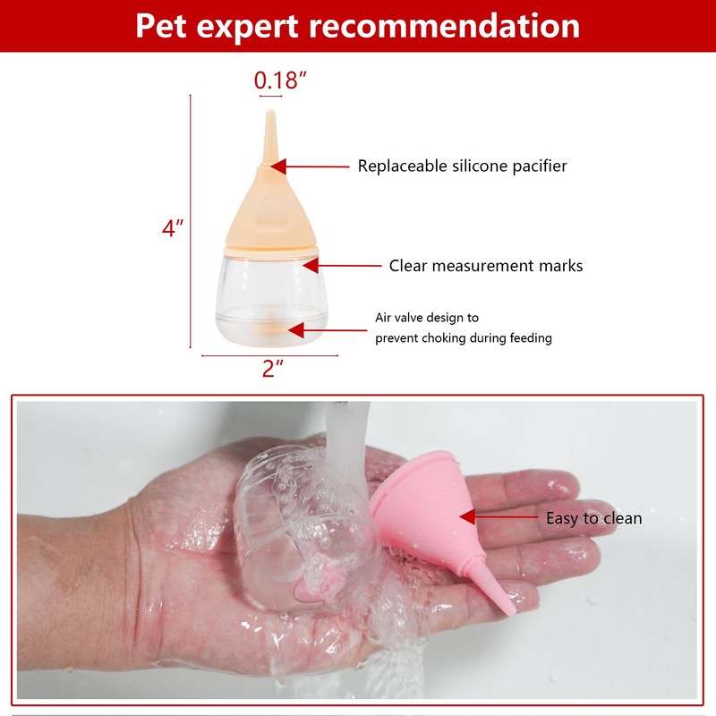 Pet Feeding Bottle for Puppies and Kittens,40ml Yellow
