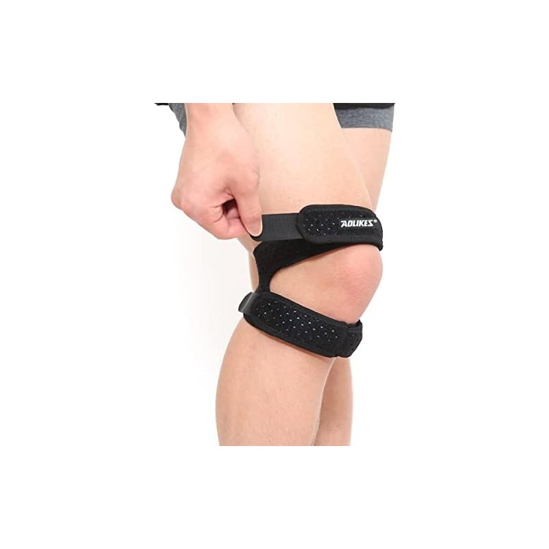 1 Par Rodillera Ajustable con Soporte Rótula, Estabilizador Deportes Negro