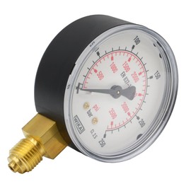 Fittingteile - Pressure Gauge Vertical Diameter 63 mm - Class 2.5 for Compressed Air Pneumatic Pressure Display (Display Range: 0 to 250 bar)
