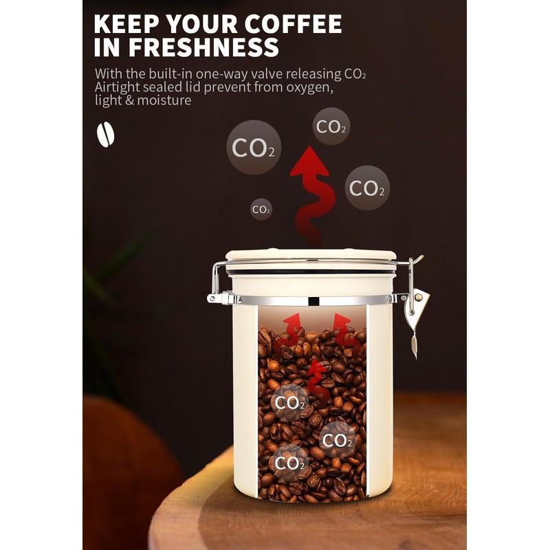INFTYLE Coffee Canister with Airtight Lid, 22oz, 60 fl oz