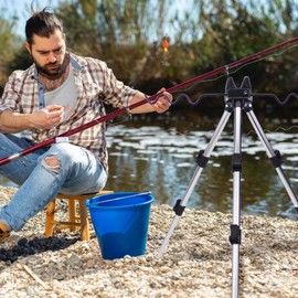 Rutenständer für Angelruten – Stativständer für Angelruten, Aufbewahrungs-Organizer, einziehbar, zusammenklappbar, 7 Ruten-Kapazität, Rutenständer