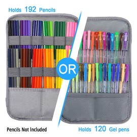 YOUSHARES 192 Slots Colored Pencil Case, Large Capacity Pencil Holder Pen Organizer Bag with Zipper for Prismacolor Watercolor Coloring Pencils, Gel Pens for Artist (Colorful Leaves)