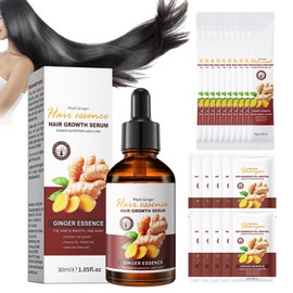 Ginger Hair Growth Serum, Hair Growth Serum, 10 Pieces Ginger Shampoo in Travel Size + 10 Pieces Ginger Hair Mask in Travel Size, Hair Thickening Serum, Promotes Thicker Hair Growth