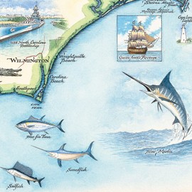 Xplorer Maps North Carolina Hand-Drawn Map – 24x18 Vintage-Style Lithographic Print – Made in USA