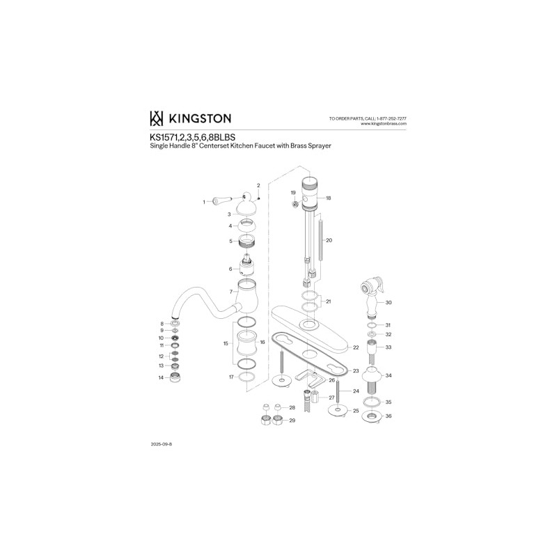 Kingston Brass KS1572BLBS Heritage Single-Handle 8" Centerset Kitchen Faucet with