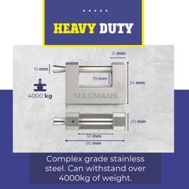 Magmaus® RTL80 Heavy Duty Lock for Shipping Container - [Weatherproof] - Secure Outdoor Lock for Storage Unit, Gate, Shed, Fence, Door - 3 Keys