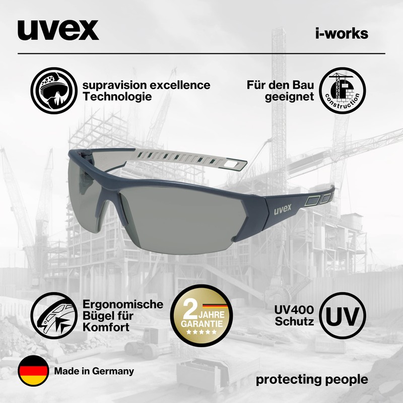 Uvex i-Works Protective Glasses Scratch-Resistant & Anti-Fog Work Glasses 100%