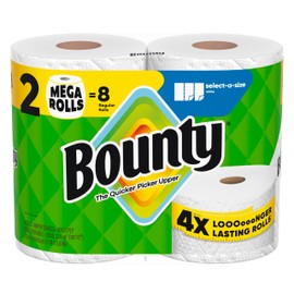 Bounty Select-A-Size Paper Towels, White, 2 Mega Rolls = 8 Regular Rolls