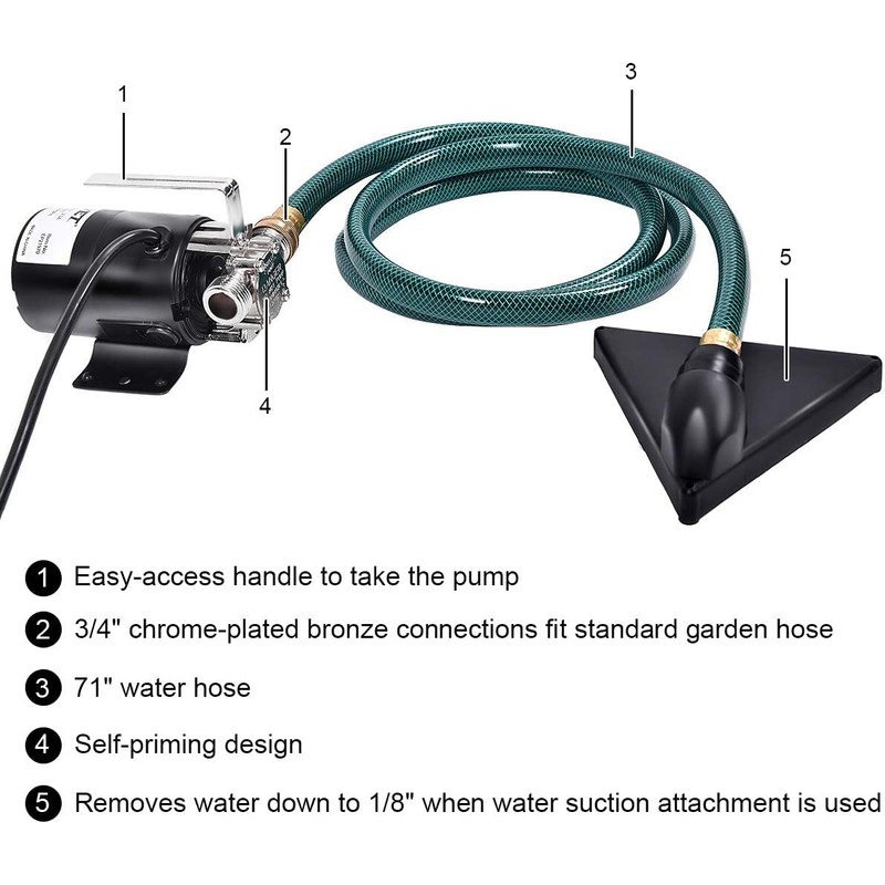 BOSEO Water Transfer Pump, 115V 1/10HP 330GPH Utility Water Pump