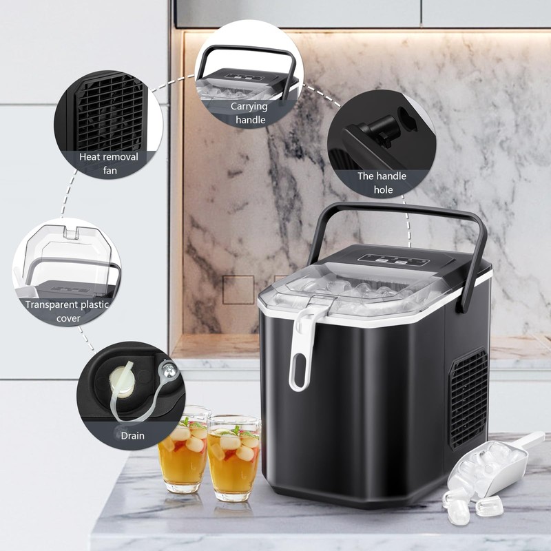 Antarctic Star Countertop Ice Maker with S/L Bullet Ice, 28