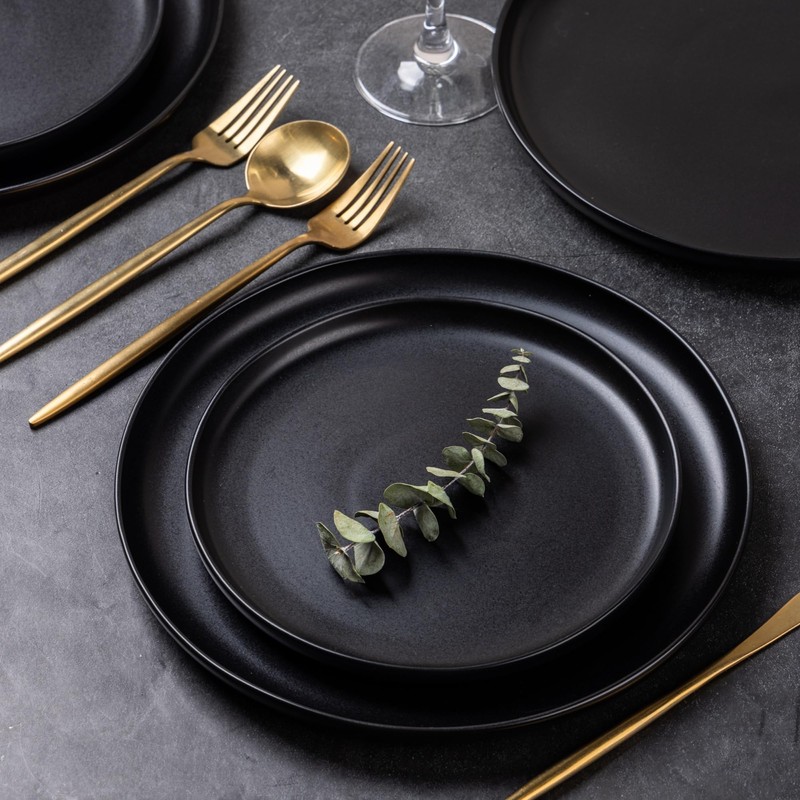 AmorArc Ceramic Dinner Plates Set of 6, Wavy Rim 10.5