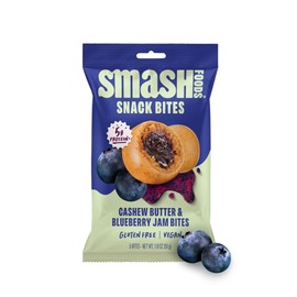 Smash Foods Blueberry Energy Bites | 5 Gluten-Free Vegan Snack Balls with No Sugar Added | 5g Protein, Superfood Jam, Chia Seeds | On-the-Go Convenience | Cashew Butter & Blueberry | 8 Packs