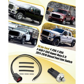 Fuel Line Pressure Sensor & Repair Harness Fit for Ford F-250 F-350 F-450 F-550 Super Duty 6.7L 2011 2012 2013 2014 2015 2016 Diesel Fuel Line Switch, Replace BC3Z-9S599-C, BC3Q 9S599-BA