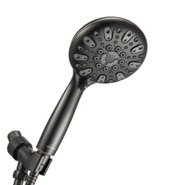 Couradric Handheld Shower Head, 6 Spray Setting High Pressure Shower Head with Brass Swivel Ball Bracket and Extra Long Stainless Steel Hose, Oil-Rubbed Bronze, 5"
