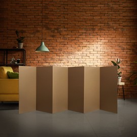 3 ft. Short Brown Temporary Cardboard Folding Screen - 6 Panels