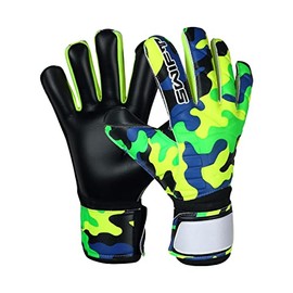 Swift Wear Men's Boys Pro Roll Flat Finger Saver Goalkeeper Football Goalie Goalkeeping Gloves Soccer Training Junior Kids Youth Adult (5, Green & Black Camo)