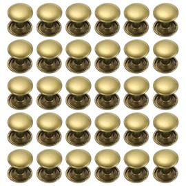 uxcell 30 Sets Double Cap Leather Rivets, 10x10mm Round Cap Metal Studs Rivets for Leather Craft Repair DIY Purse Belts Bags Shoes, Bronze
