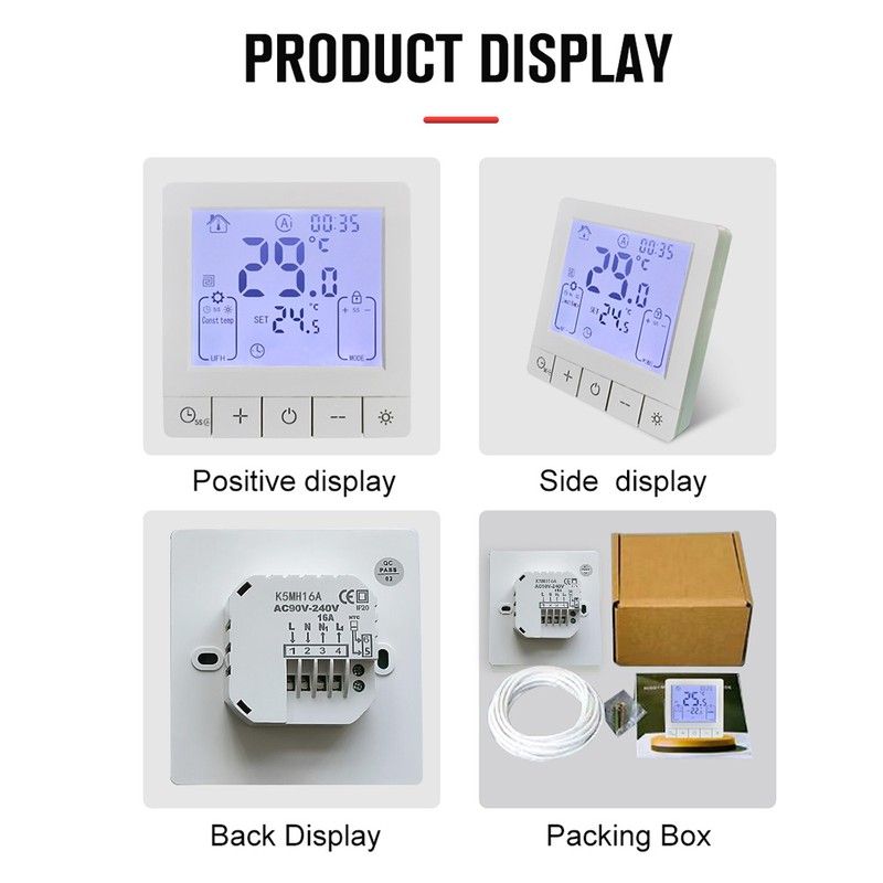 Smart Thermostat for Home Programmable Temperature Control IP20 Protection 24H