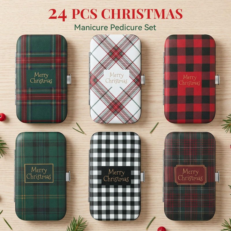 24 Pack Christmas Nail Clippers Manicure Kit, 8 in 1