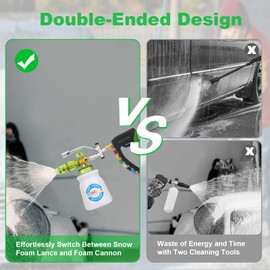 DUSICHIN Foam Cannon Pressure Washer Gun Kit 4000 PSI Double Tip Attachment, Dual-Connector Accessory Soap Cannon,Car Wash Foam Gun Snow Foam Lance 1/4 Inch Quick Connector,7 Sprayer Nozzles DUS2904
