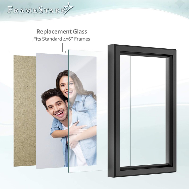 FrameStarr 4x6 Glass (Crystal Clear, 2 Pack), Picture Frame Replacement