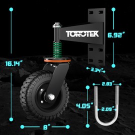 8inch Gate Wheel, 600lb Capacity Heavy Duty Gate Wheel, 360° Rotation Spring Loaded Gate Casters, Fence Gate Wheels for Metal Tube Gate Wooden Gate with Dust Ring Screws & Screwdriver