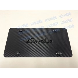 License Plate Frame 1pc 3D Black Turbo Emblem Carbon Style Aluminum Vanity Front License Plate