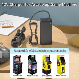 12V Power Cord Compatible with Arcade1up Game Machine - for All Riser Cocktail Tables (RYJ0136PAU0-1-2-3-4- RYJ0136PAU5), BIton BI36-120300-U2,B36-120300-E2, and BI36L-120300-1-LED AC Adapter Charger
