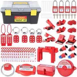 73 PCS OSHA Compliant Lockout Tagout Kit- Safety Loto Kit with Padlocks, Lockout Hasps, Loto Tags, Circuit Breaker, Electrical Plug, Ball/Gate/Cable Locks for Industrial Electrical & Machinery Safety