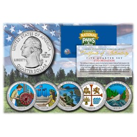Merrick Mint 2019 America The Beautiful Colorized Quarters U.S. Parks 5-Coin Set w/ Capsules