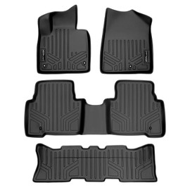 SMARTLINER Custom Fit Floor Mats 3 Row Liner Set Black Compatible with 2013-2018 Hyundai Santa Fe with 3rd Row Seat / 2019 Santa Fe XL