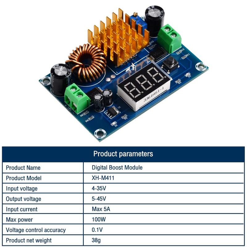 Heemol XH-M411 3-35V to 5-45V DC-DC Boost Converter Module, Adjustable