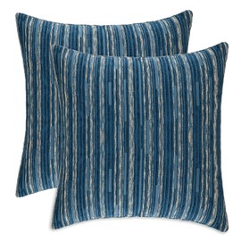 Yeiotsy Cushion Covers Bohemia, Pack of 2, Cozy Modern Striped Cushion Cases Decorative Pillow Cases 18 x 18 Inches Cushion Shells for Sofa Bed Car (Navy Blue, 18 X 18 Inches)