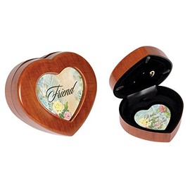 Old Friends Woodgrain Mini Heart Music Box/Jewelry Box Plays Wind Beneath My Wings
