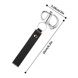 KCMOSGI 2Pcs Scba mask quick release clip,firefighter accessories,Stainless steel shackle lanyard for rigging with leather handle，quick release (Black), Black, 2pcs