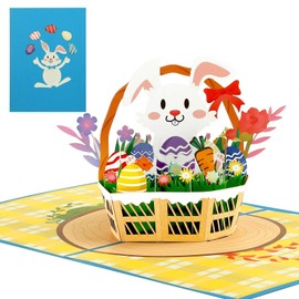 JUESMOS Easter Pop Up Card with Envelopes,3D Pop Up Easter Cards for Kids Happy Easter Gifts Cards Easter Eggs Bunny Flower Greeting Cards for Kids Friends Family Husband Wife Mom Dad