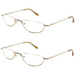 Readers The Lynwood Unisex Half Moon Half Frame 3.25 (2 Pair) Gold