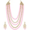 Aheli Kundan Pearl Long Multi Layered Collar Pendientes Set Joyería
