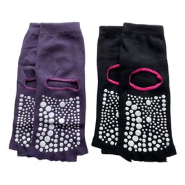 Mode Select P10 Women's Yoga Pilates 5 Toe Socks, Non-Slip, Fingerless, Hollow Out Heel, Gym, Yoga Wear, Yarn 100% Cotton, 8.7 - 9.8 inches (22 - 25 cm), Set of 2 Pairs (Choose Color)