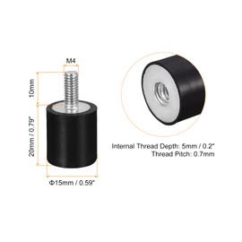 uxcell Rubber Mounts 8pcs M4 Male/Female Vibration Isolator Shock Absorber, for Garage Motor Air Compressor Car Boat Bobbins, D15mmxH20mm