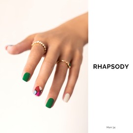 Nailog Semi Cured Gel Nail Strips 34 pcs| Long Lasting Nail Polish Sticker Wraps with Glossy Gel Finish, Rhapsody