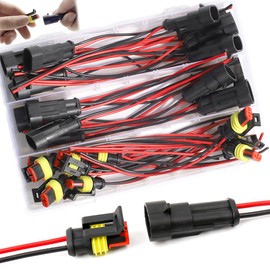Shengbowi 2 Pin Waterproof 12v Wire Harness Connector 16-20AWG Quick Disconnect Series Automotive Way Car Electrical Marine Truck Boat Motorcycle Male Female Connections Plug