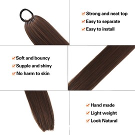 JUGUTA 1 Piece Braid Extension Ponytail Extension Real Hair Braid 60 cm Long, Braid Extensions Braid Hairpiece Braid Hair Extension for Women Girls Daily Use and Special Occasions (Brown)