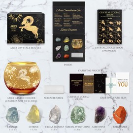 Aovila Aries Birthday Gifts for Women - Aries Candle Holder Crystals Birthstones Gifts Box Set - Zodiac Gifts Astrology Horoscope Gifts Birthday Gifts for Her Mother Sister Best Friends