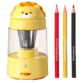Zmol Electric Pencil Sharpener, Lion Pencil Sharpener for No.2/Colored Pencils (6-8mm), Auto Stop, Rechargeable Portable Pencil shapener for Classroom, Office, Home, Battery Operated