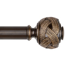 USFOOK Curtain Rod 32 to 58 Inches (2.6-4.8ft), 7/8 Inch Telescoping Splicing Curtain Rods for Windows 20 to 53 Inch, Bronze Drapery Rod with Leaf Finials