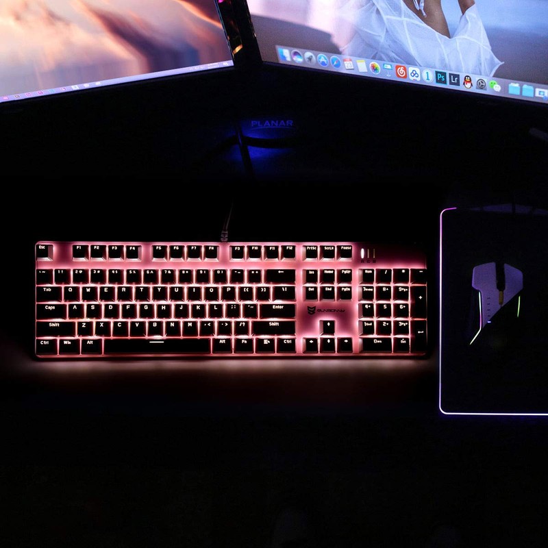 Merdia Mechanical Keyboard Gaming Keyboard | Red Switch Pink Backlit