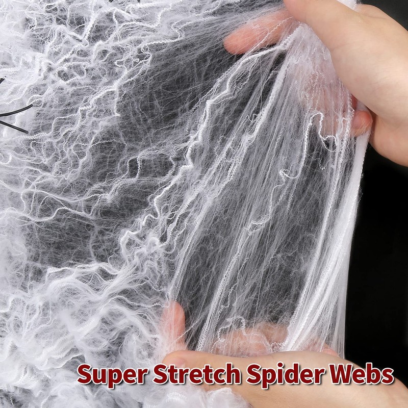 VEYLIN 60g Halloween Spider Web Decoration, with 30pcs Fake Spiders,